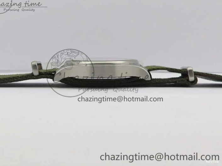 MIROTIME 0207 Fashionable Pilot IW326801 SS MK 1:1 Best Edition Black Dial on Green Nylon Strap MIYOTA 7122